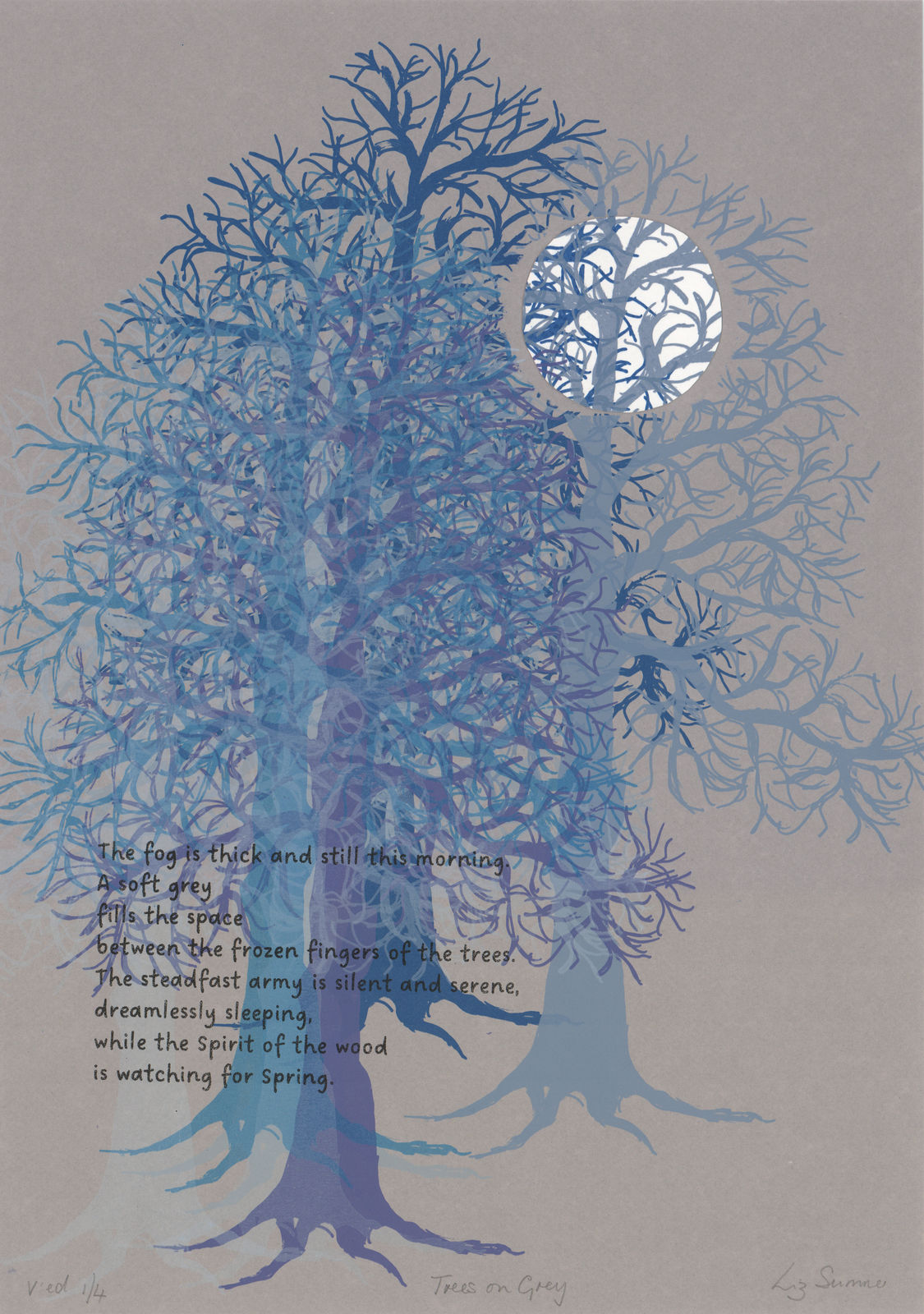Liz Sumner, Trees on Grey, 2024
