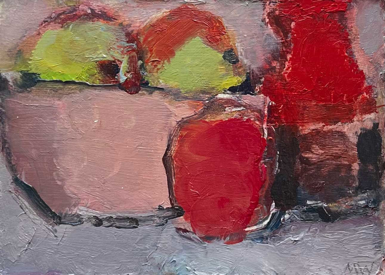 Michael Weller, Small Vase and Apples, 5th December