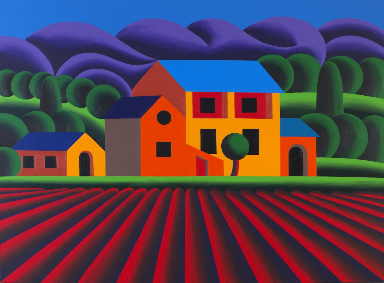 Oleg Khvostov, LANDSCAPE WITH HOUSE AND FIELD • ПЕЙЗАЖ С ДОМОМ И ПОЛЕМ , 2016