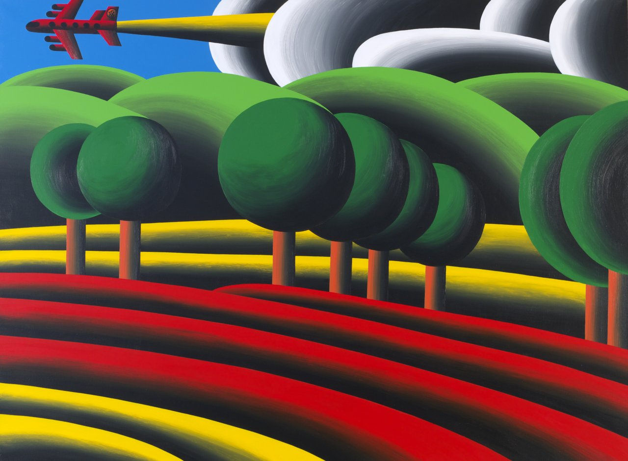 Oleg Khvostov, LANDSCAPE WITH FIELD AND PLANE • ПЕЙЗАЖ С ПОЛЕМ И САМОЛЕТОМ , 2016