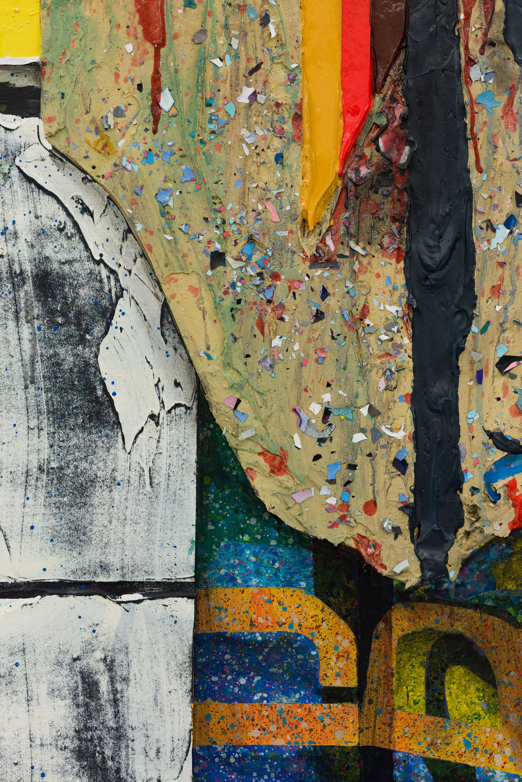 A mixed media painting of an abstract room