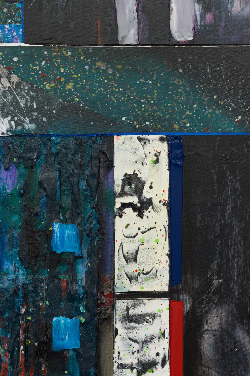 A mixed media painting of an abstract room