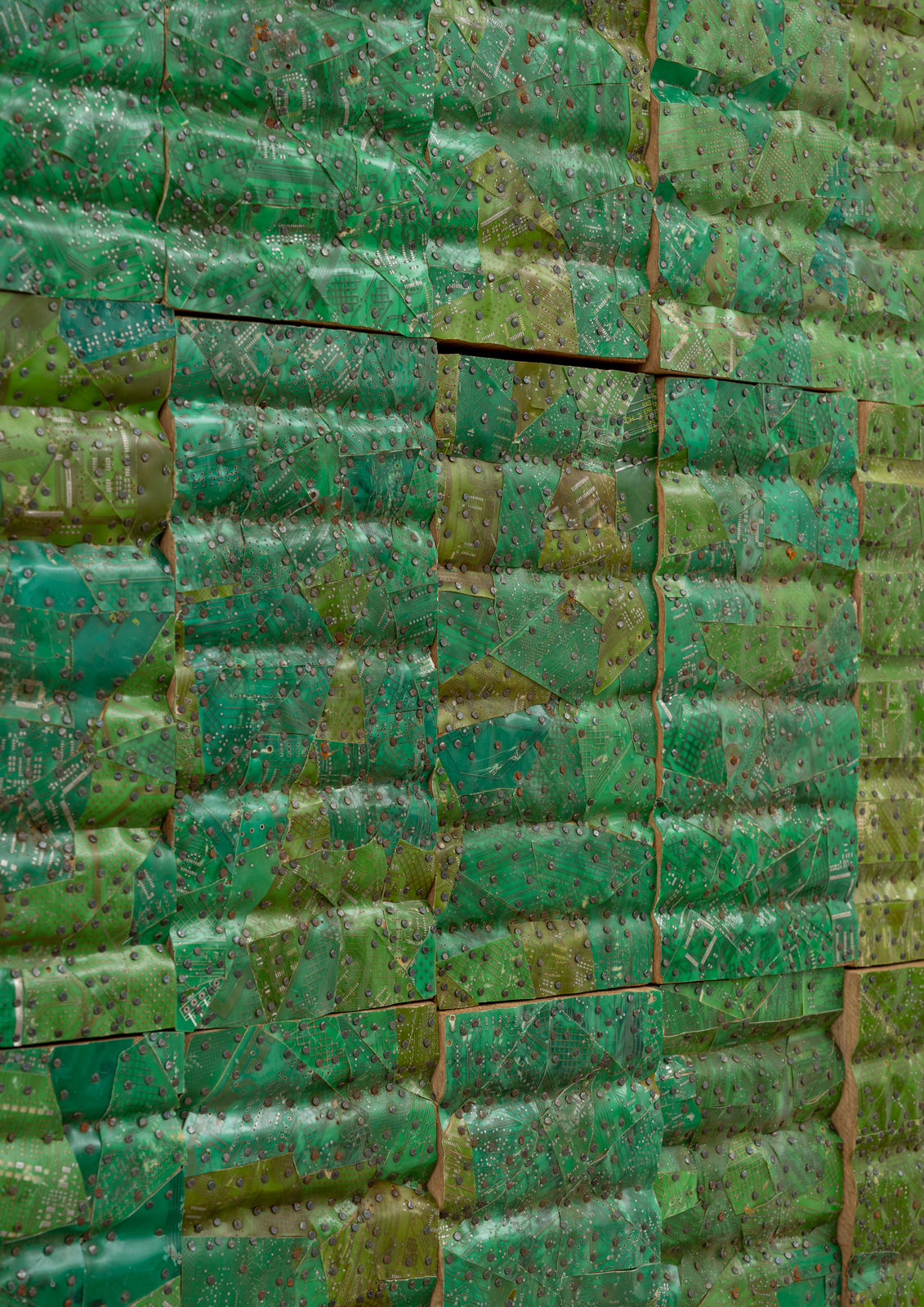 Elias Sime, Tightrope: We Are All Green: Swollen Waves, 2020