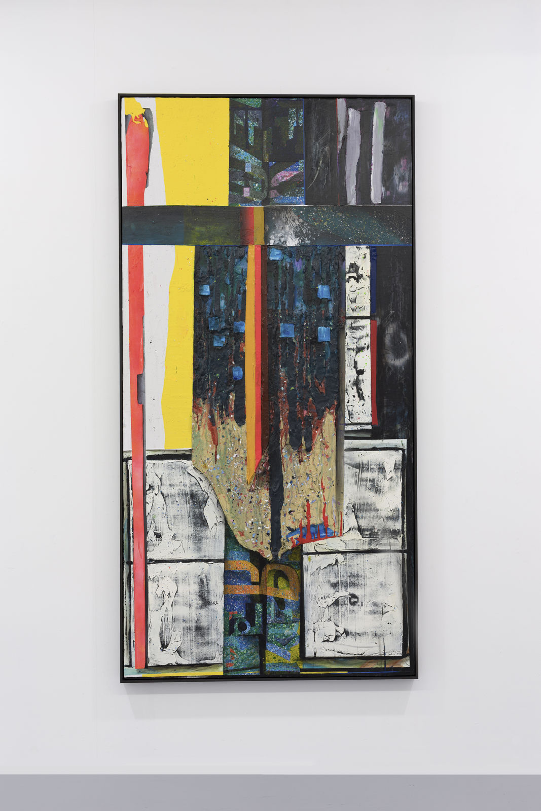 A mixed media painting of an abstract room