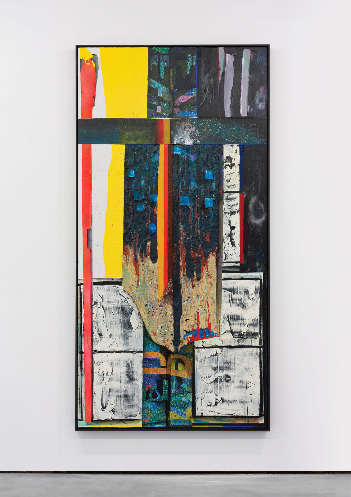 A mixed media painting of an abstract room