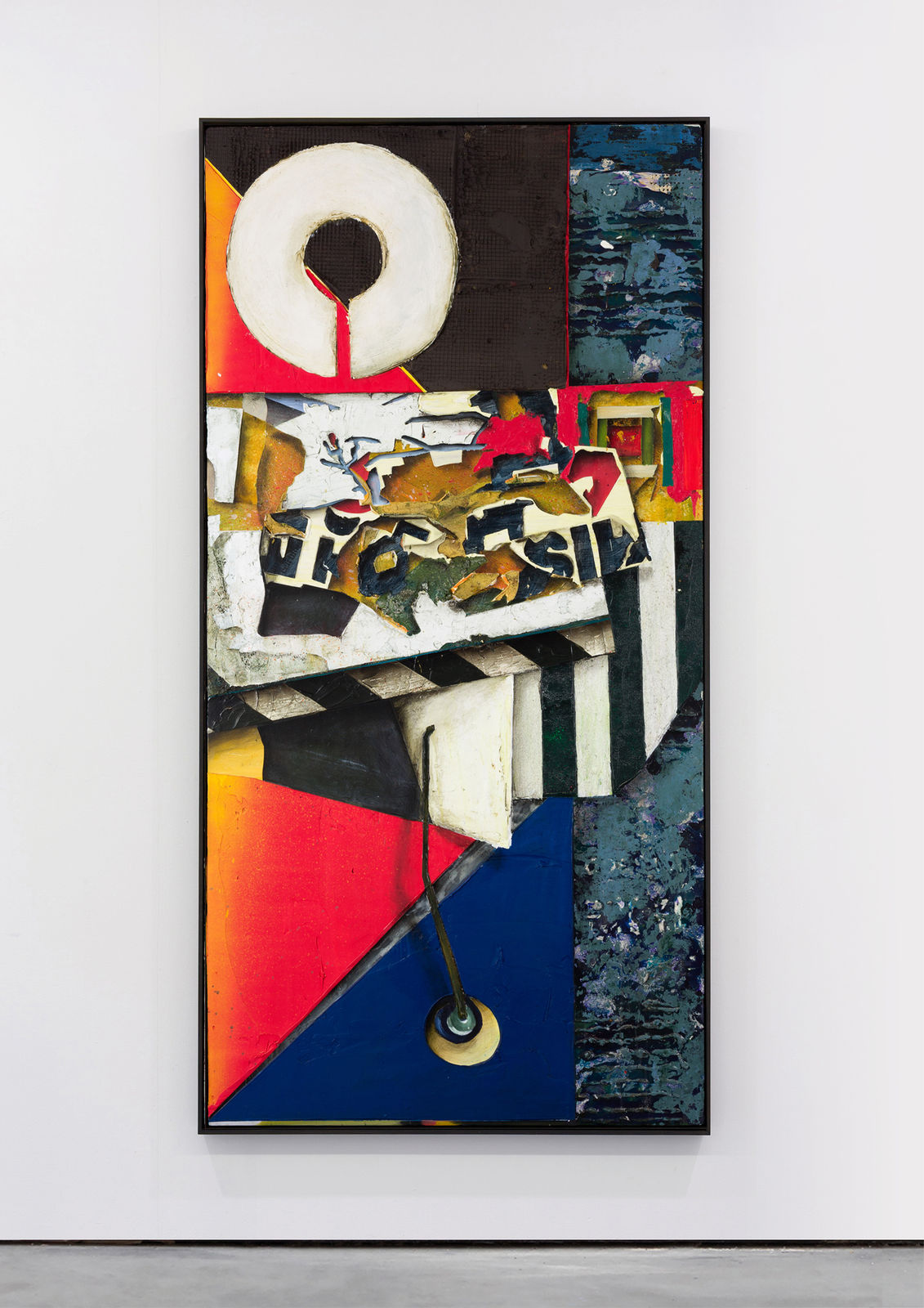 A mixed media painting of various objects.