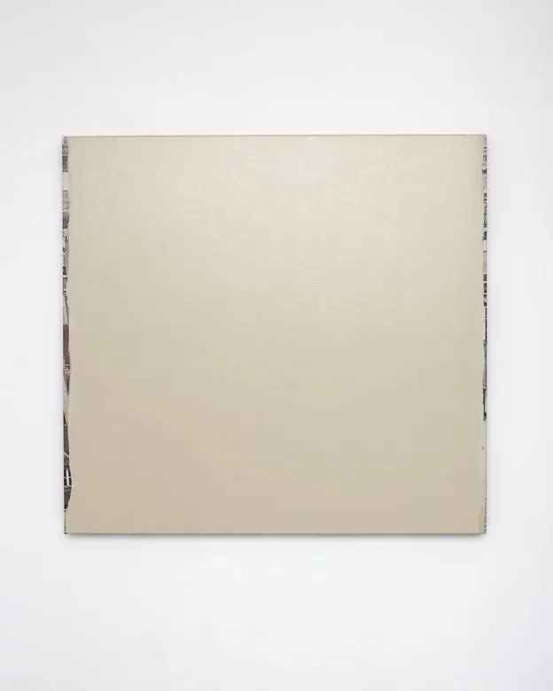 Off white acrylic paint on a canvas.