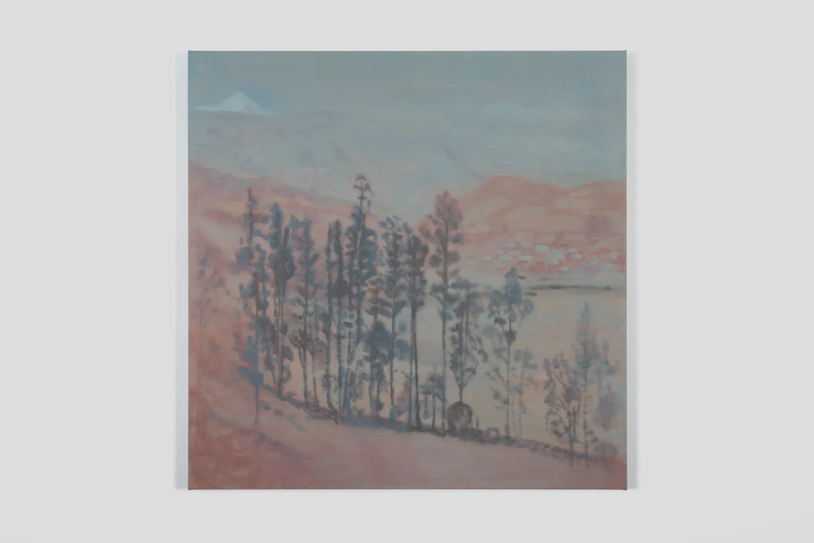 mixed media painting depicting a muted landscape