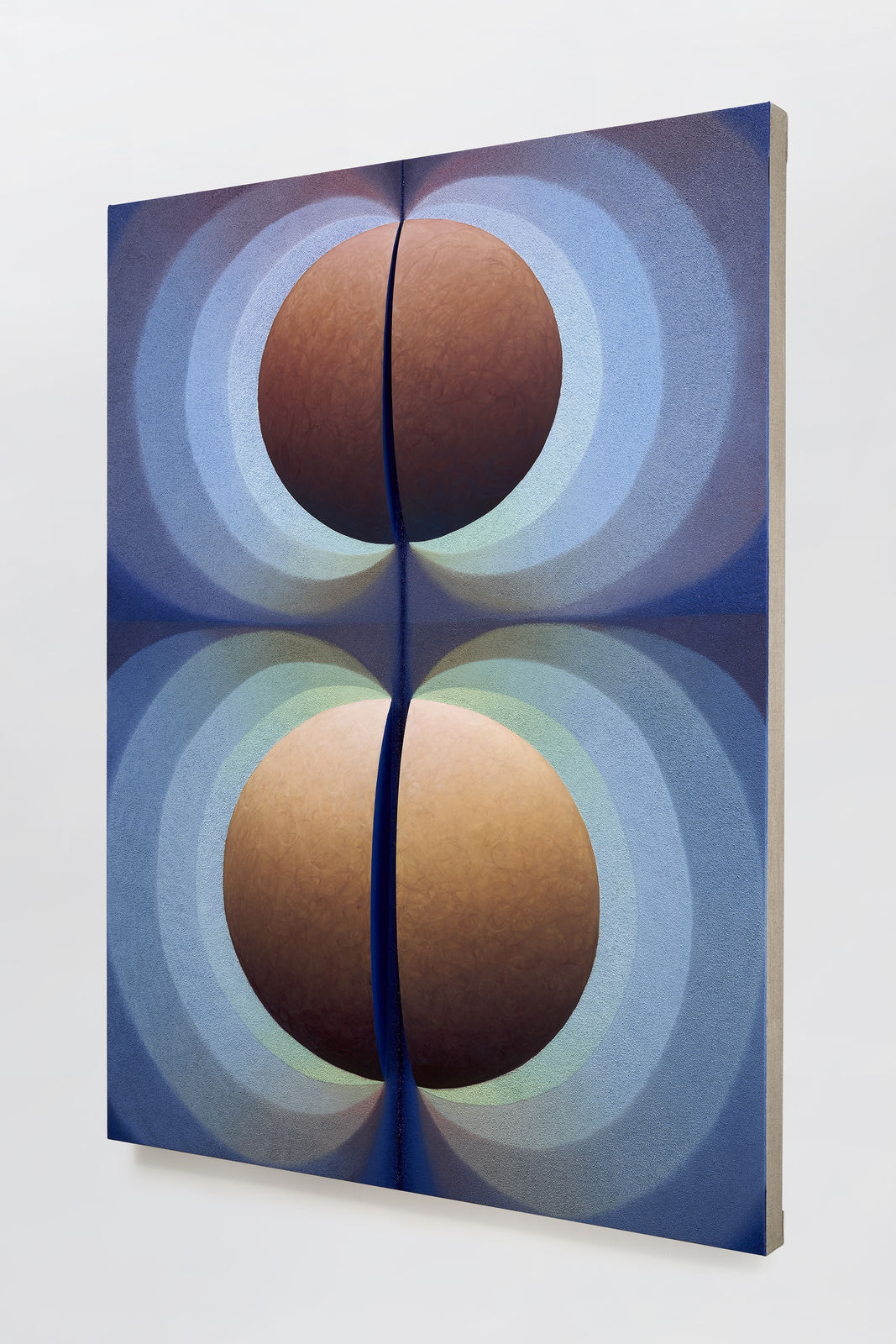 Loie Hollowell, Split orbs in blue, green and orange, 2020