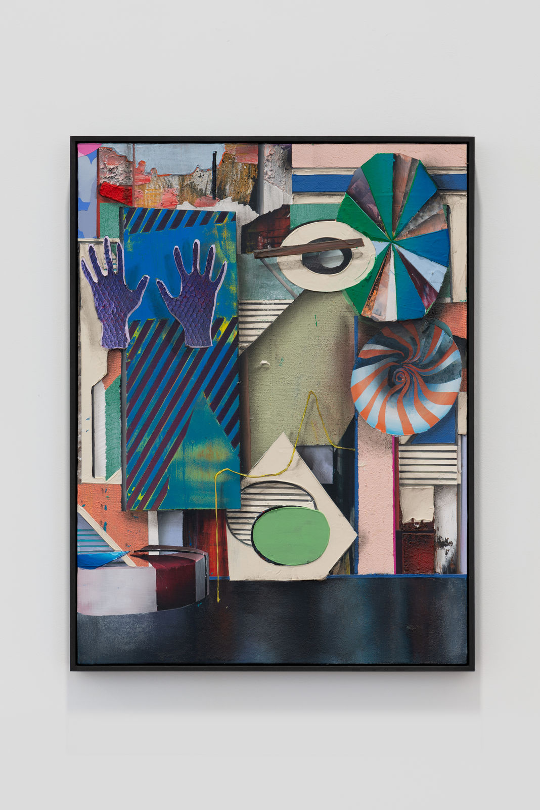 A mixed media piece of abstract scene.