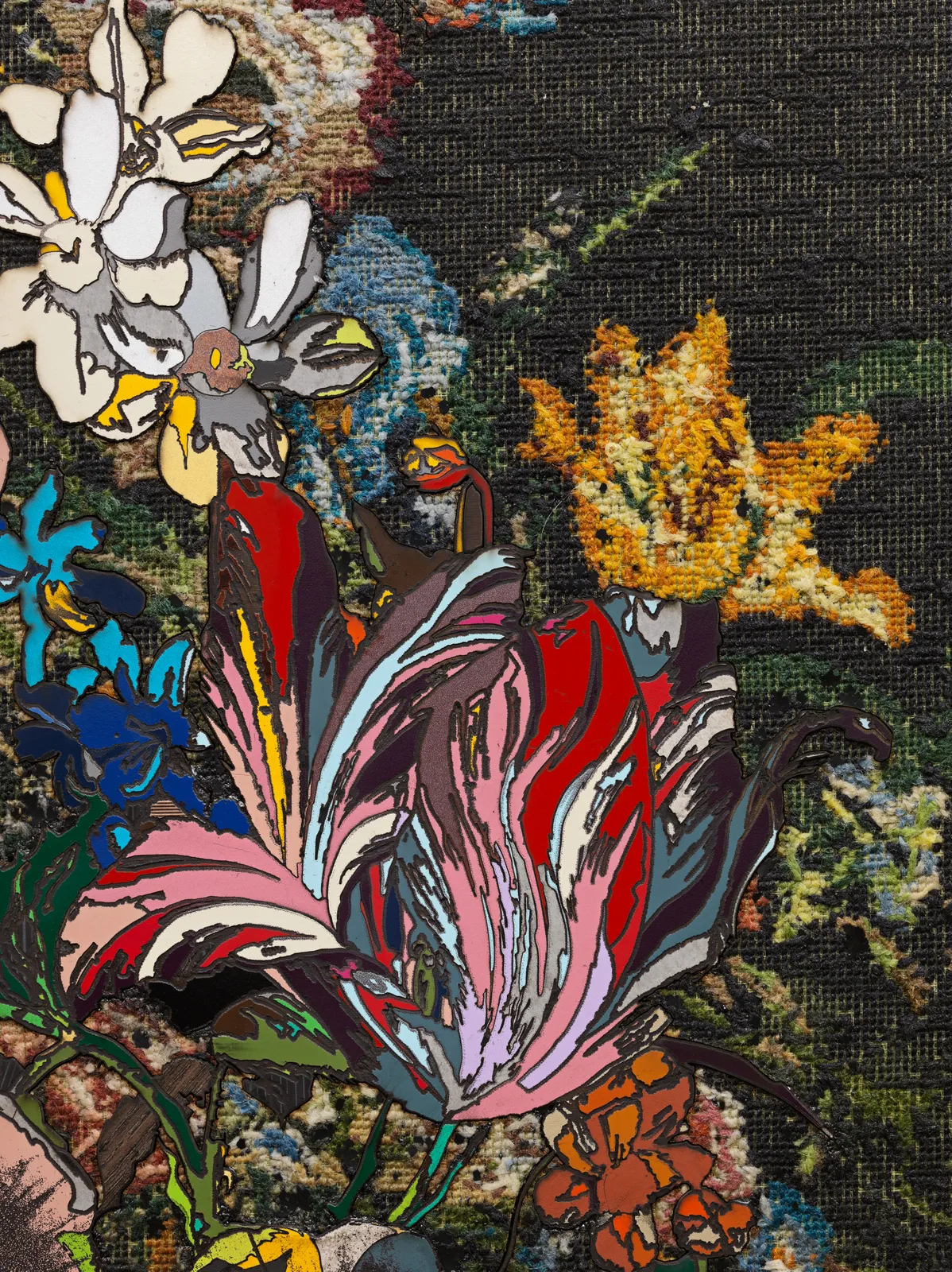 Matthew Day Jackson, Bouquet in leaden swamp with red butterfly, 2021