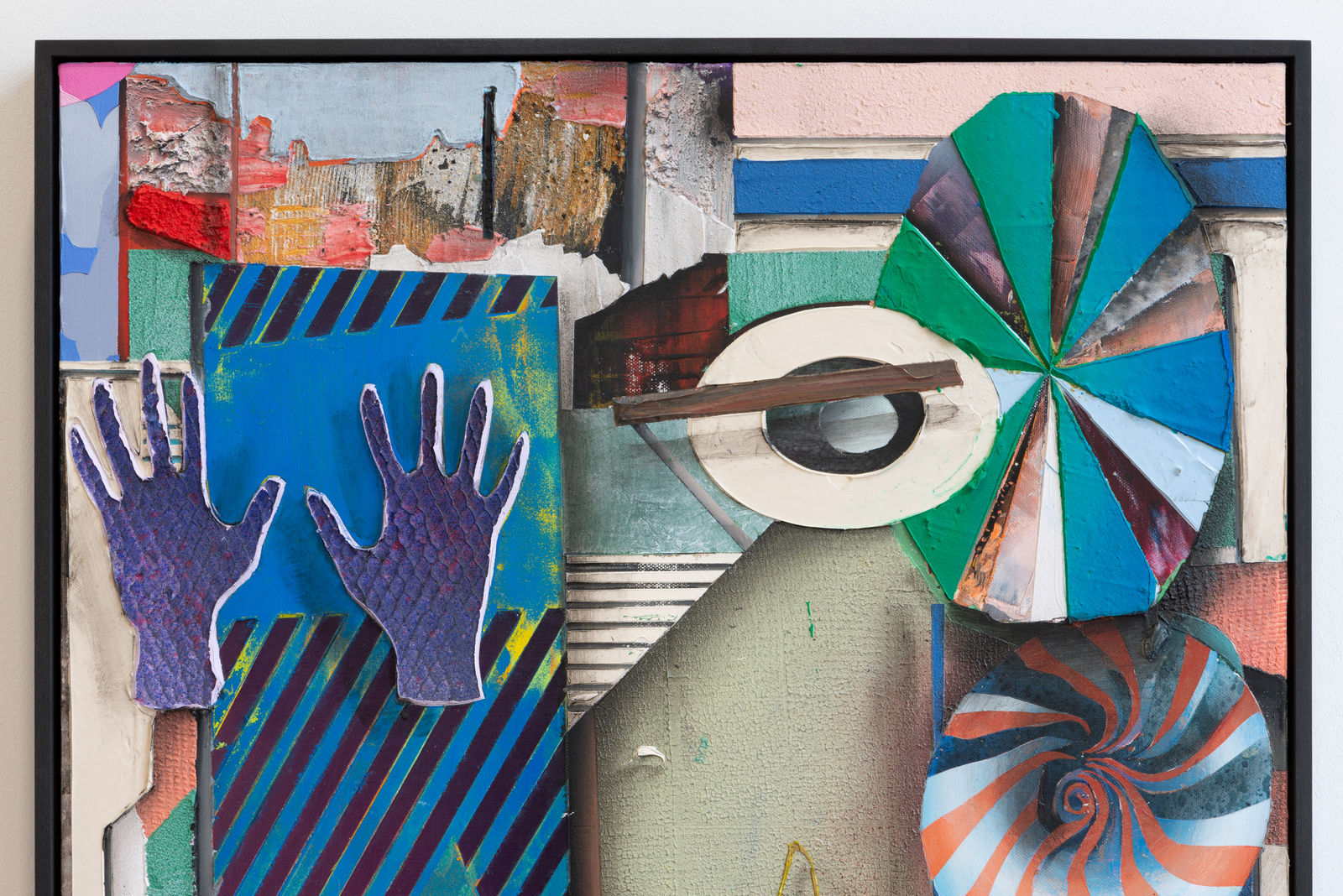 A mixed media piece of abstract scene.