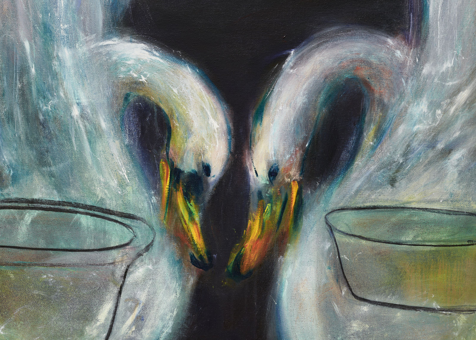 Rosalind Nashashibi, Swans and Pots (slipper), 2024