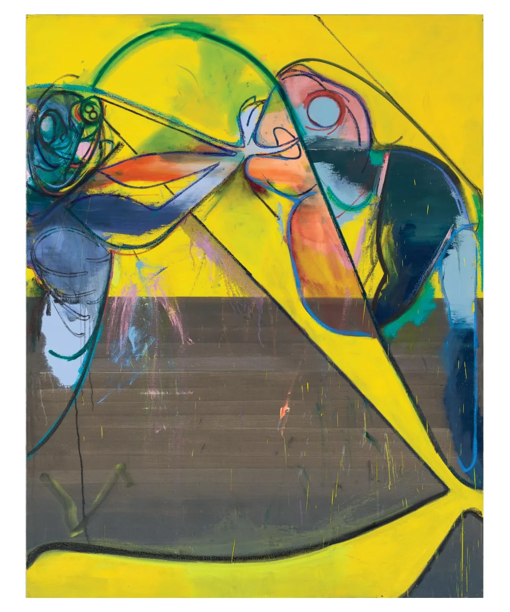 Daniel Richter, MÄNNER mit HARFE UND RASIERMESSER , 2019