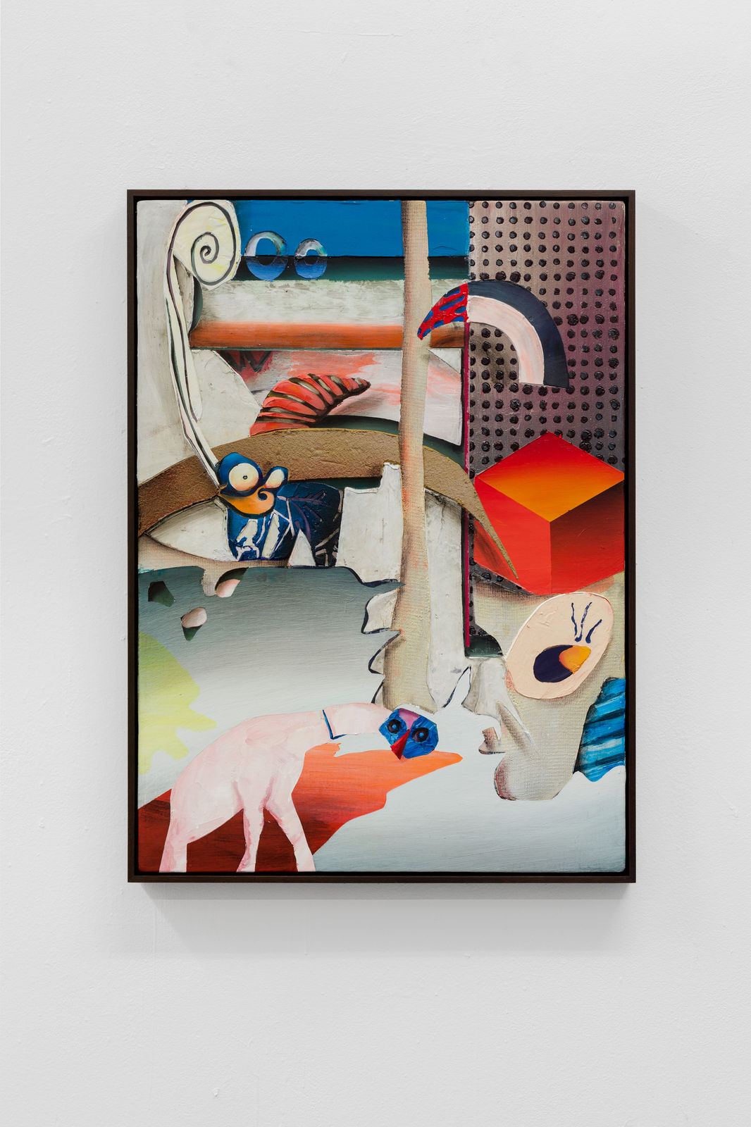 A mixed media piece of abstract scene.