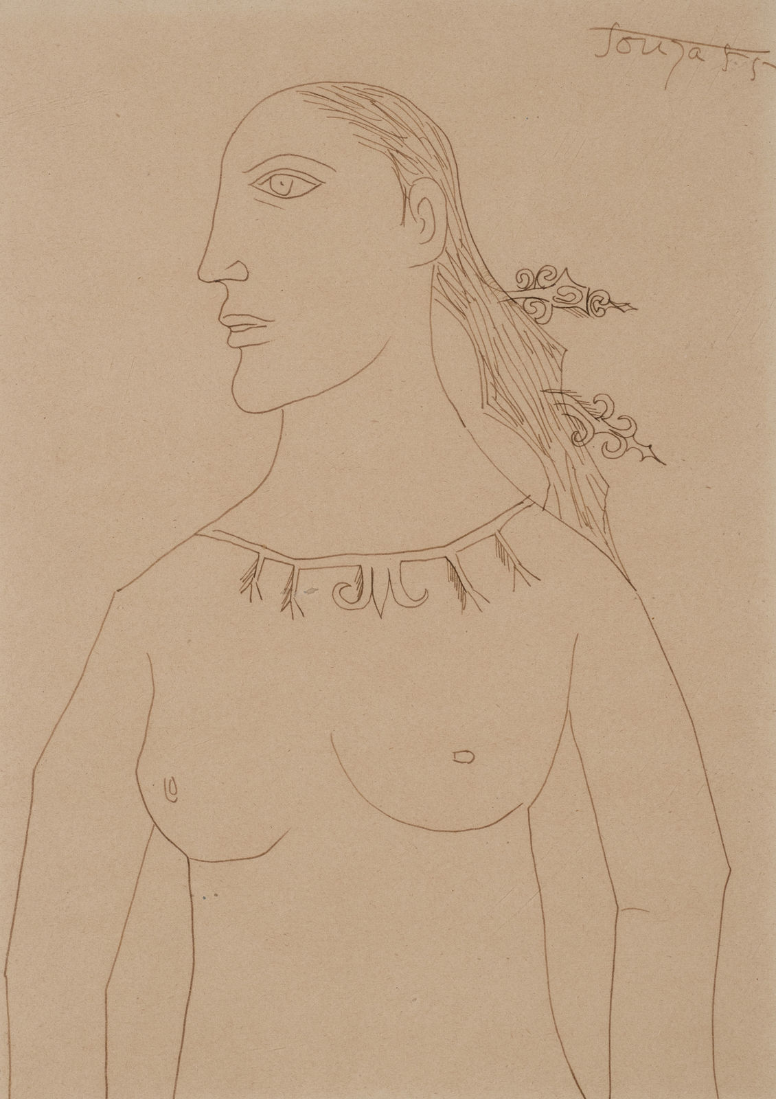 Francis Newton Souza, Untitled (Nude with Necklace), 1955