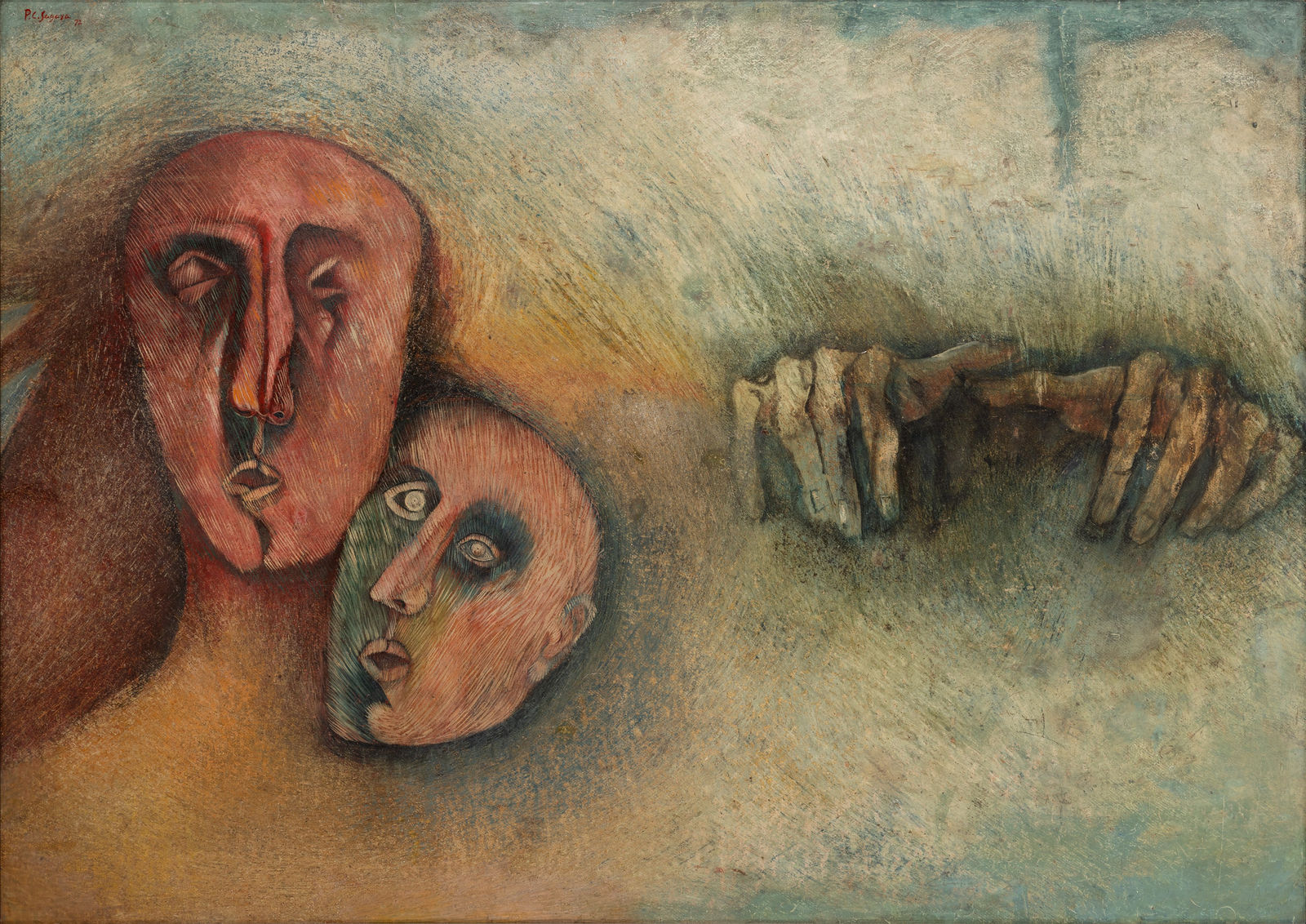 Piraji Sagara, Untitled (Two Heads), 1972