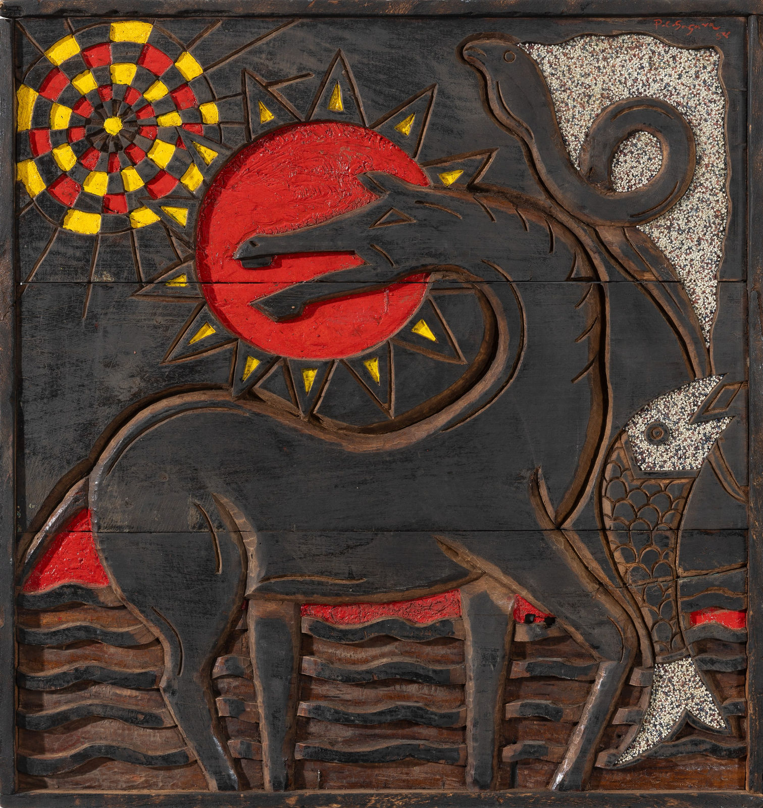 Piraji Sagara, Untitled (Horse with red sun), 1954