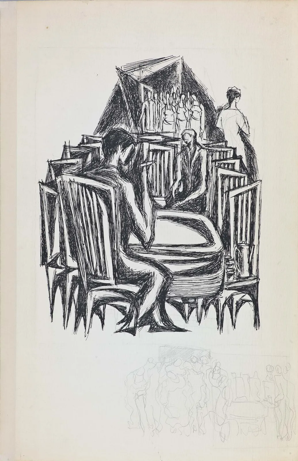 Syed Sadequain, Mother's Friends Were Coming In, c.1965