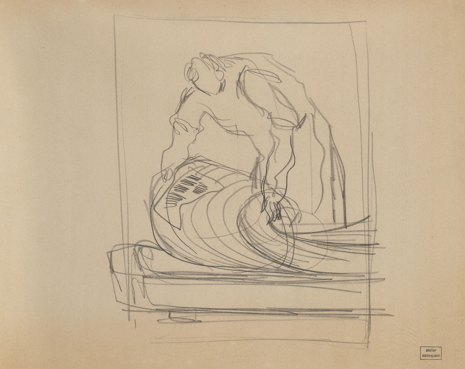 Syed Sadequain, Study for L'Etranger, Discovery of the Czech Newspaper, circa 1965