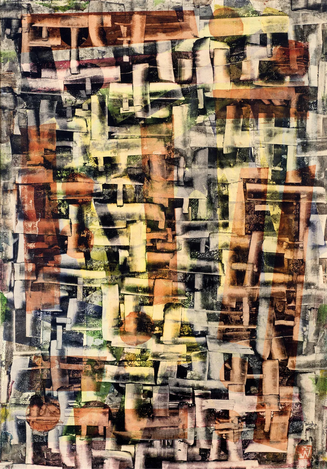 Ibrahim Wagh, Untitled (Angular abstract froms), c.1970