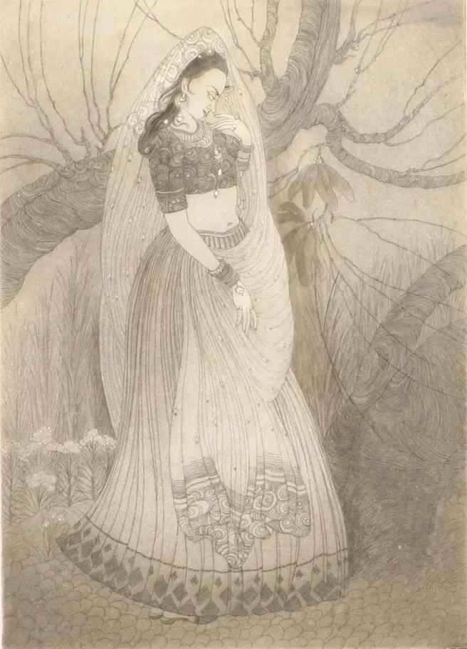 Abdur Rahman Chughtai, Village Maiden, c.1948