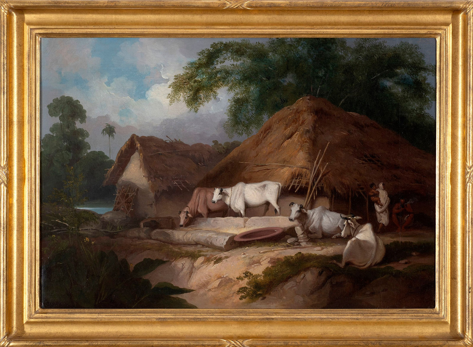 George Chinnery, Village scene with cattle and figures