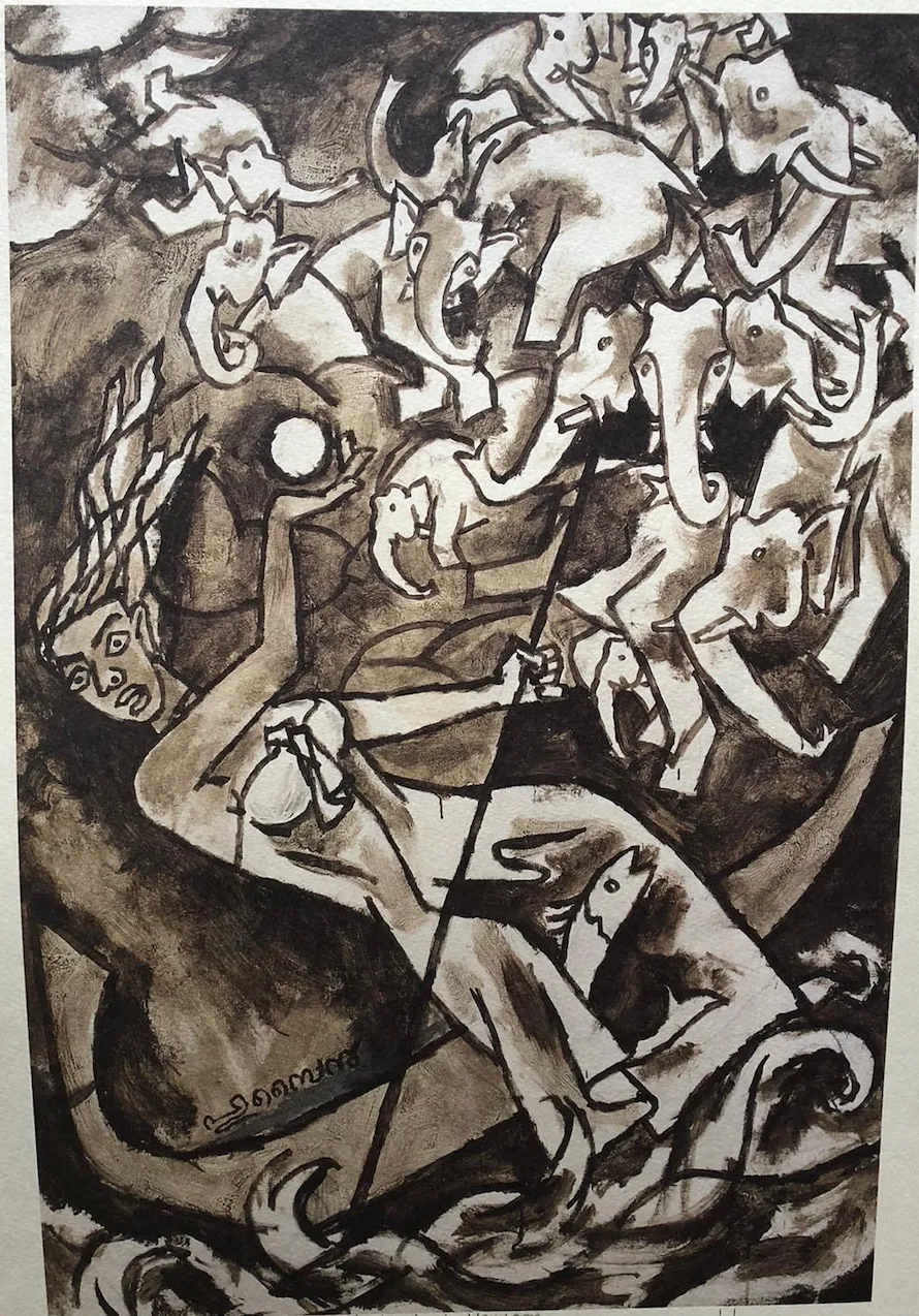 Maqbool Fida Husain, Arrival of Monsoon (Folklore Kerala series), c. 2010