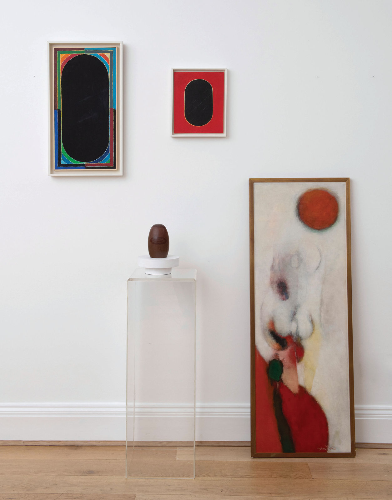 Gulam Rasool Santosh, Untitled (Abstract Figure with Red Sun), 1968