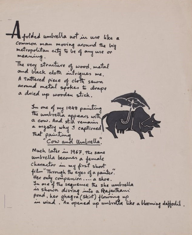 Maqbool Fida Husain, Cow and Umbrella