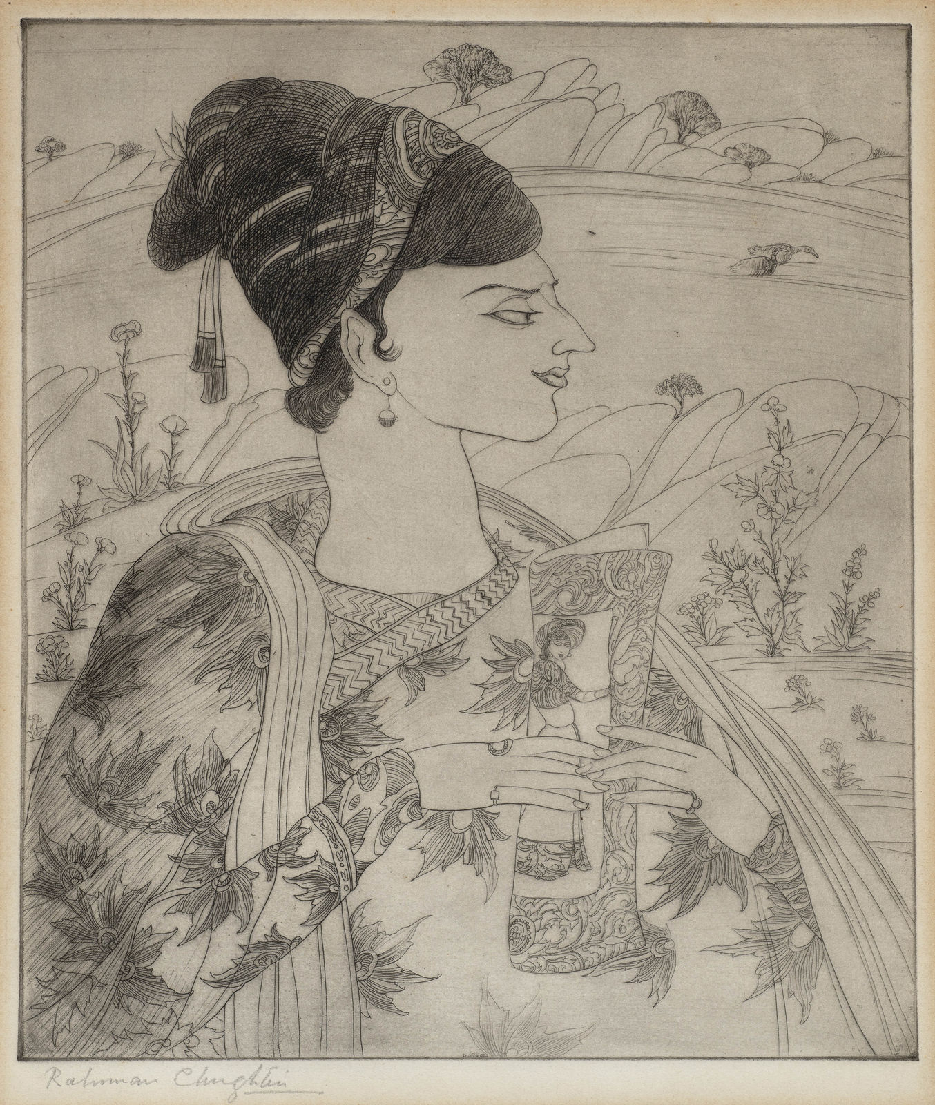 Abdur Rahman Chughtai, Untitled (Poet in a Landscape)