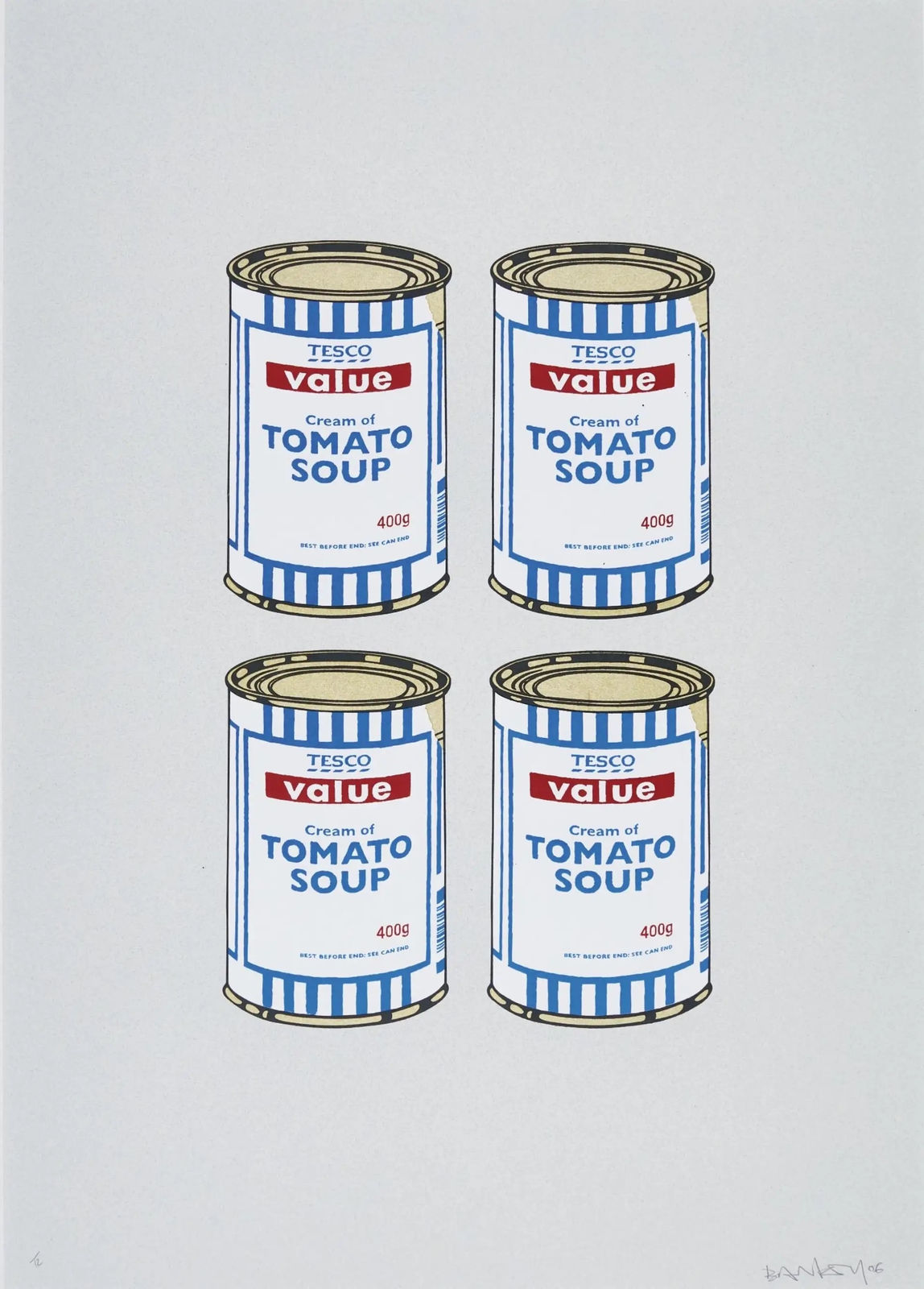 Banksy, Soup Cans Quad (Gold on Grey) (Signed), 2006