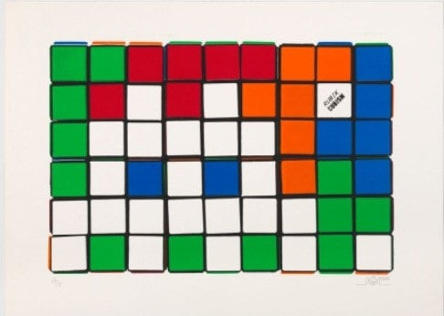 Invader, 6 Cubes (Orange/Blue), 2009
