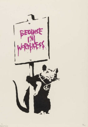 Banksy, Because I'm Worthless (Pink) (Unsigned) , 2004