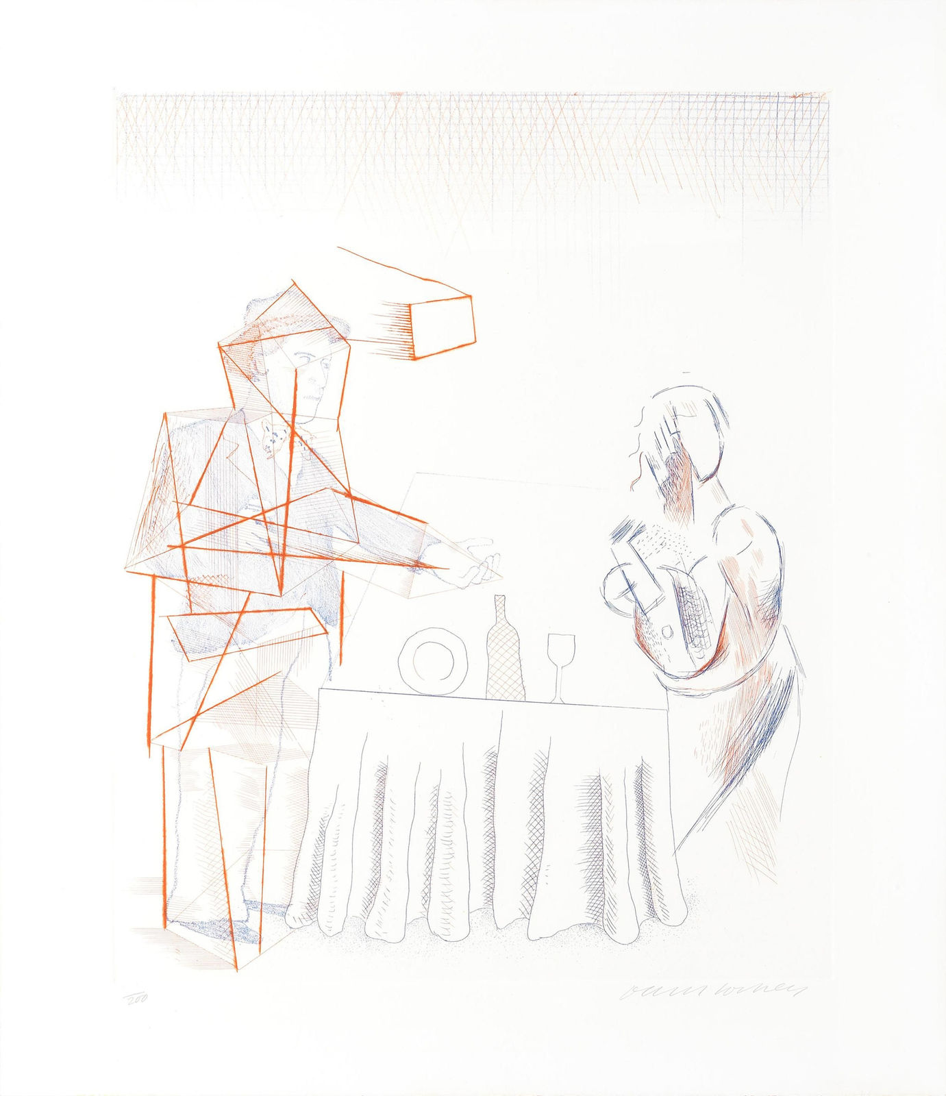 David Hockney, Figure with Still Life , 1976-77