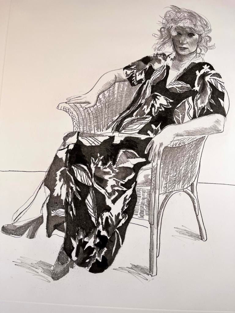 David Hockney, Celia in Wicker Chair (Black State), 1981