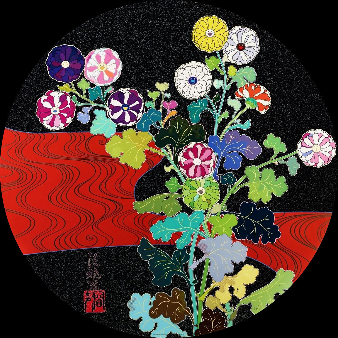 Takashi Murakami, Kansei Korin Red Stream, 2009