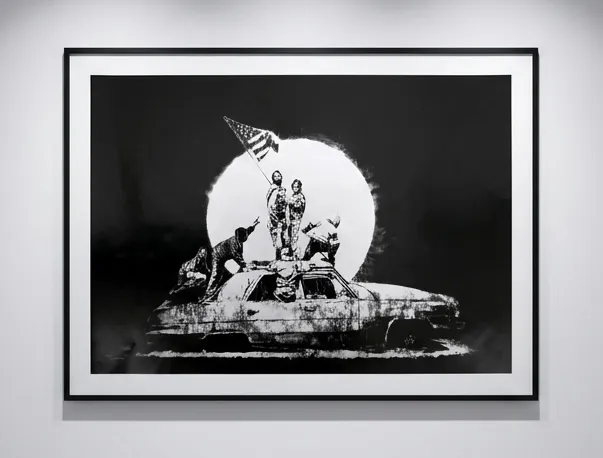 Banksy, Flag (Silver) (Unsigned), 2008