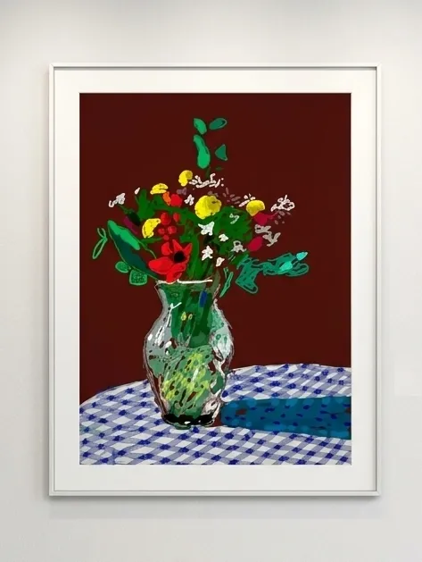 David Hockney, 13th February 2021, Flowers in a Glass Vase, 2021