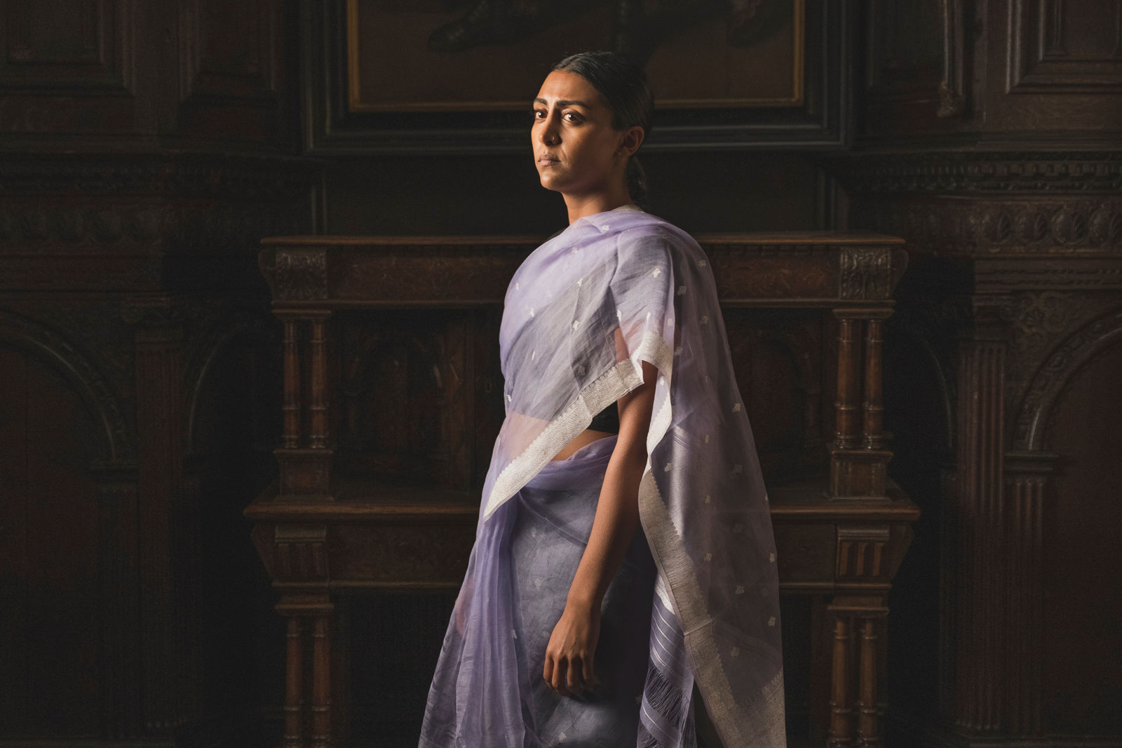 SUTAPA BISWAS, Lumen: Blue sari. After Vermeer, 2021