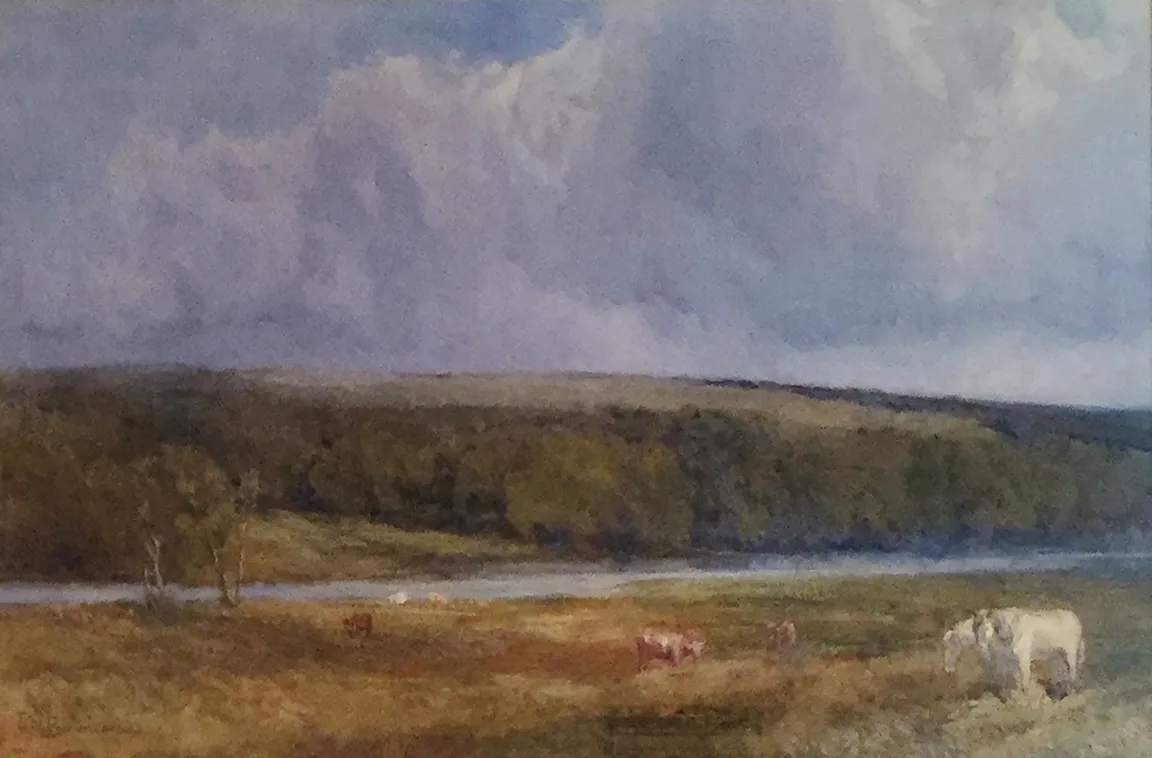 Edward Mitchell Bannister, Untitled Landscape (Stream, horses, and cows), c. 1875