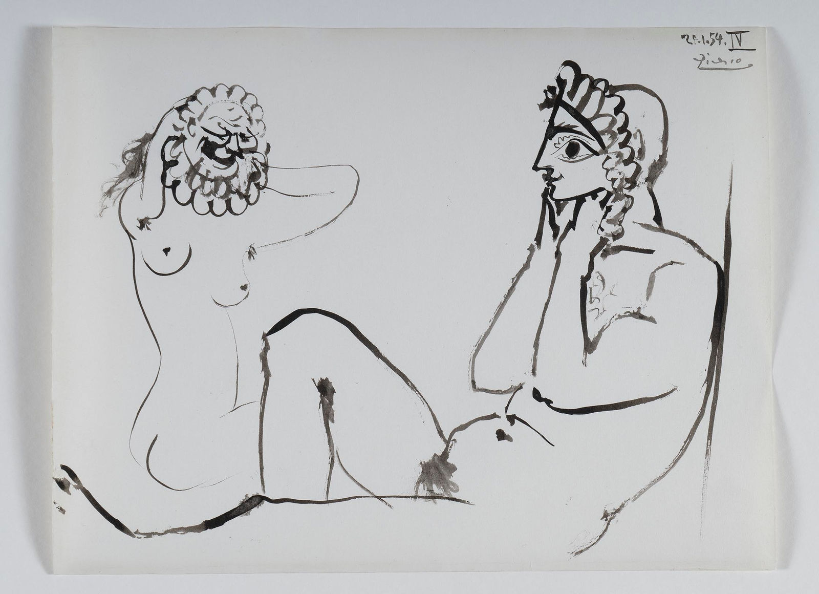 PABLO PICASSO, Deux Personnages - Couple Aux Masques Antiques, 1954