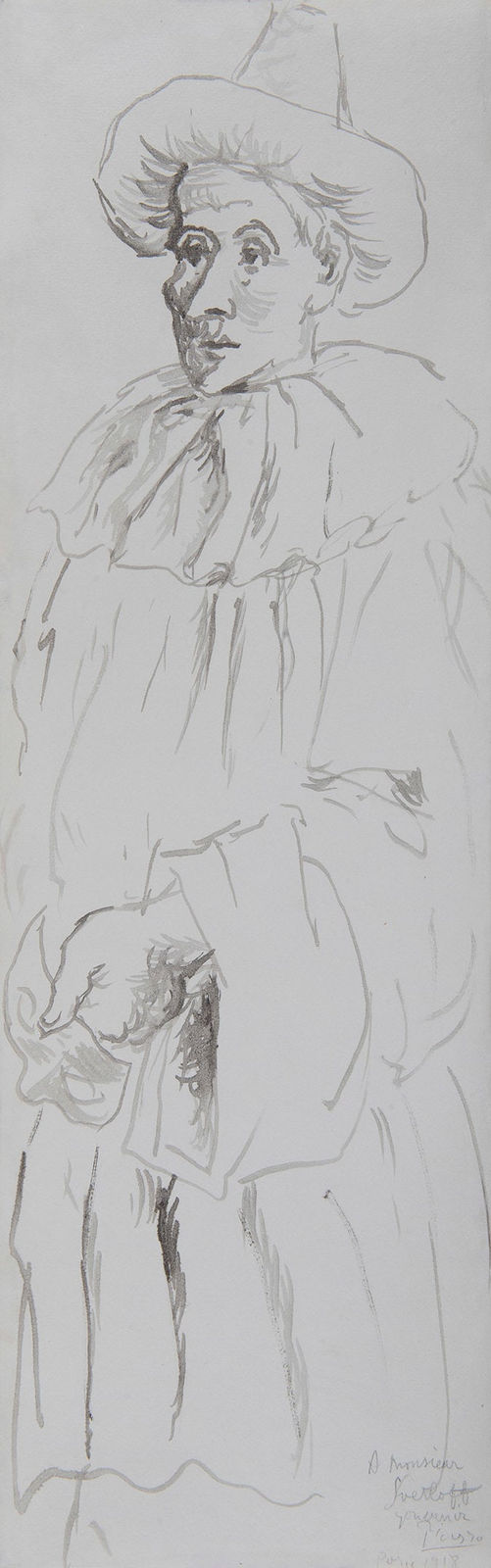 PABLO PICASSO, Pierrot au loup, 1918