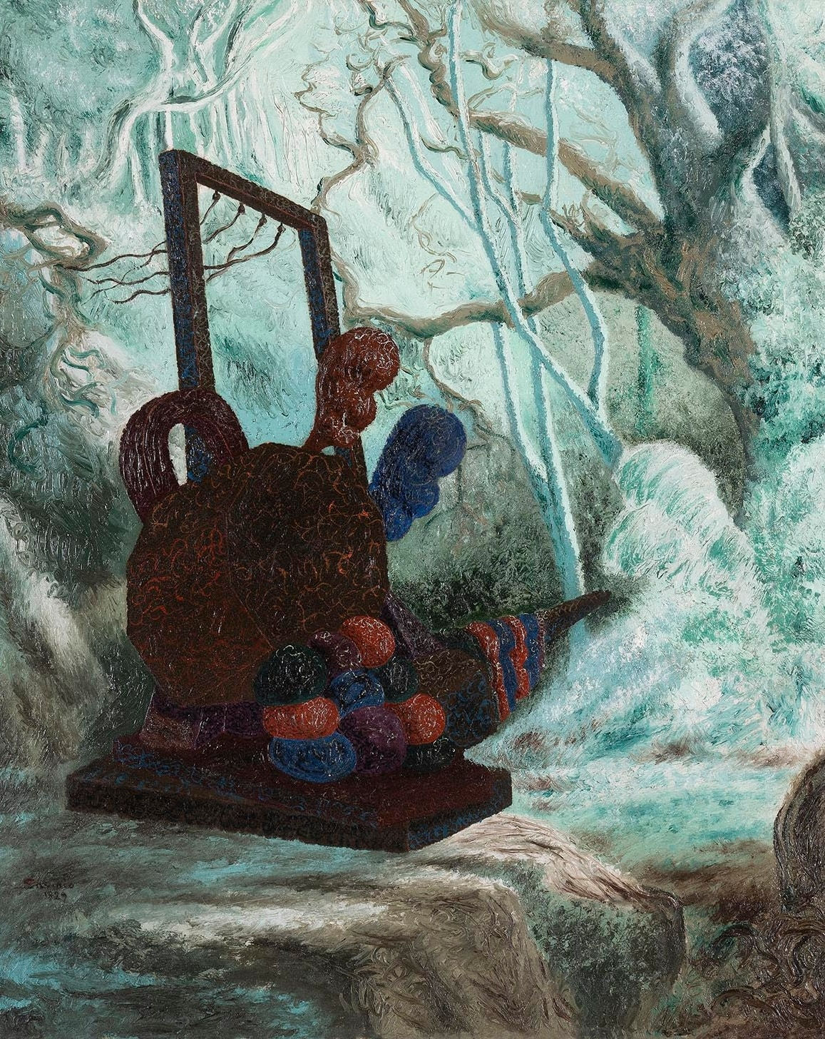 ALBERTO SAVINIO, Machine Pour Féconder Les Arbres, 1929, Huile sur toile d'origine