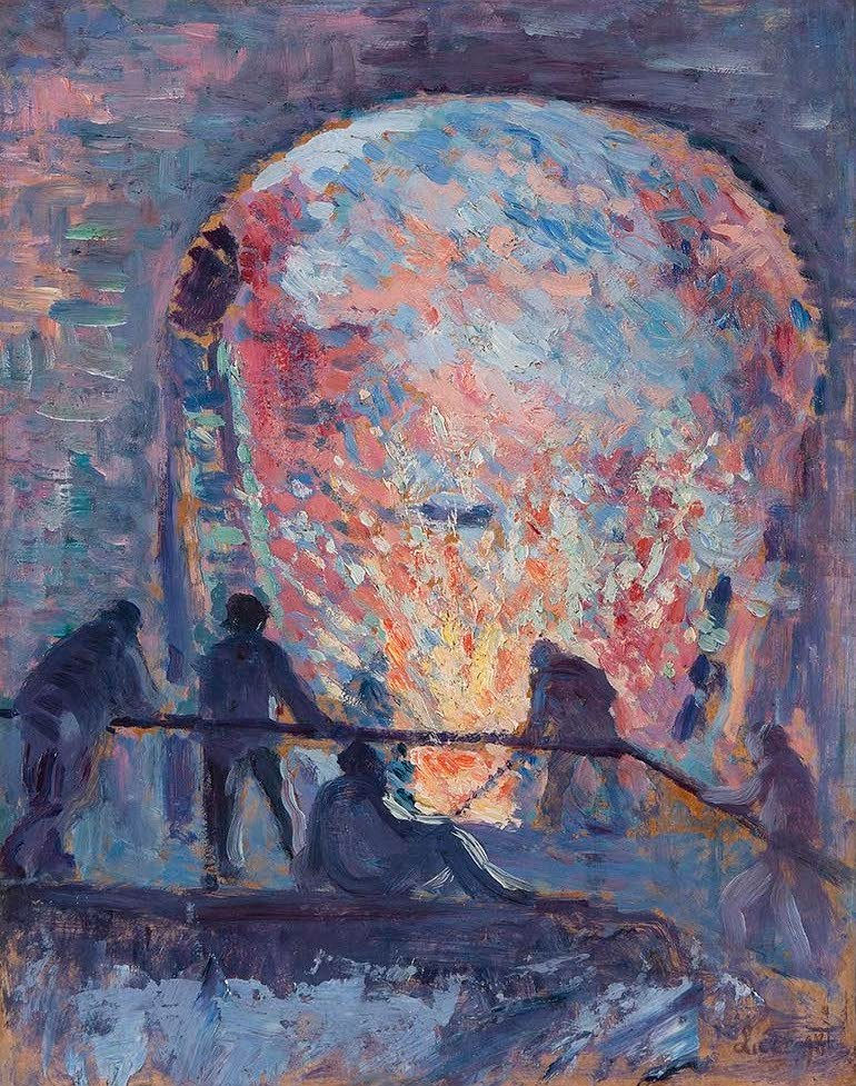 MAXIMILIEN LUCE, L'aciérie, 1898, Huile sur papier marouflé sur carton