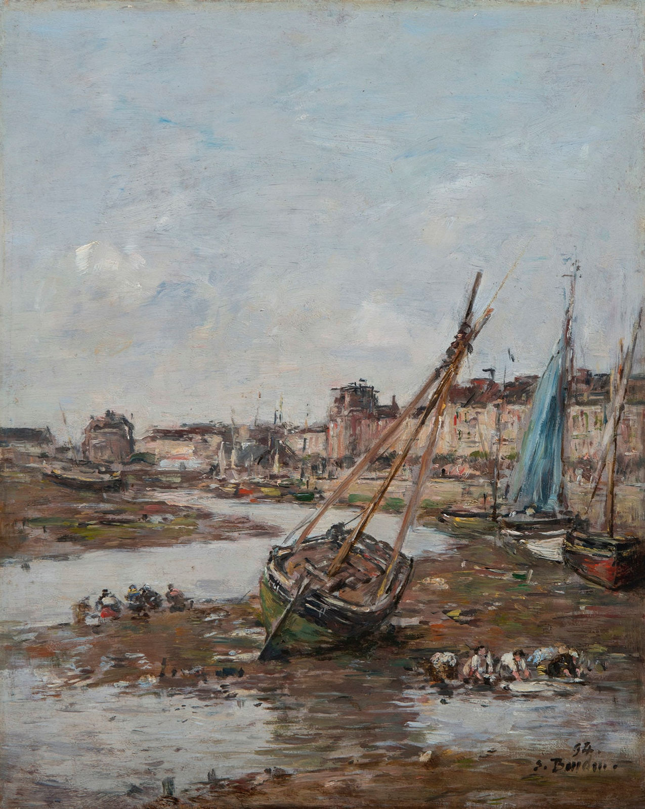 EUGÈNE BOUDIN, Le Port de Trouville à Marée Basse, 1894, Huile sur panneau