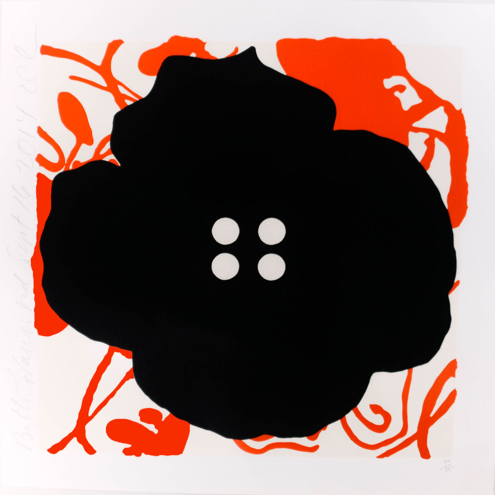 Donald Sultan, Button Flower Red, Sept 16, 2014, 2014