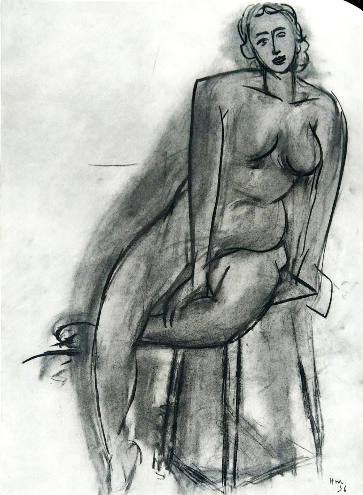 Henri Matisse, Dernières Oeuvres de Matisse, Fusain Nu VI, 1958