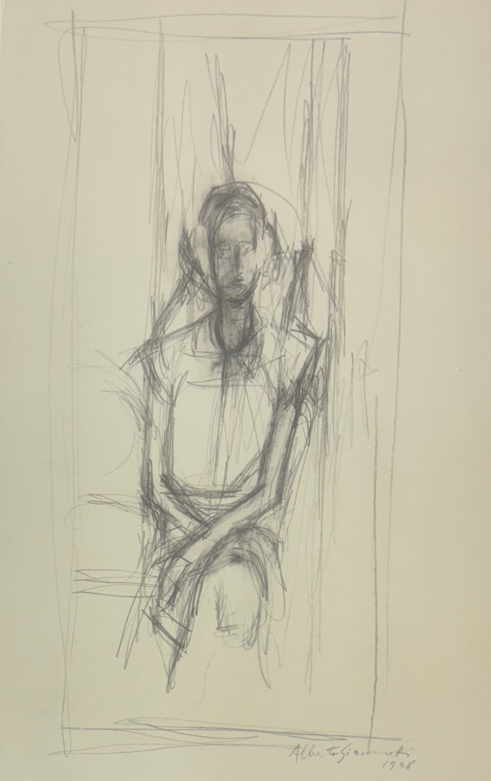 Alberto Giacometti, Figura femminile seduta (1948) from Quarantacinque Disegni di Alberto Giacometti, 1963