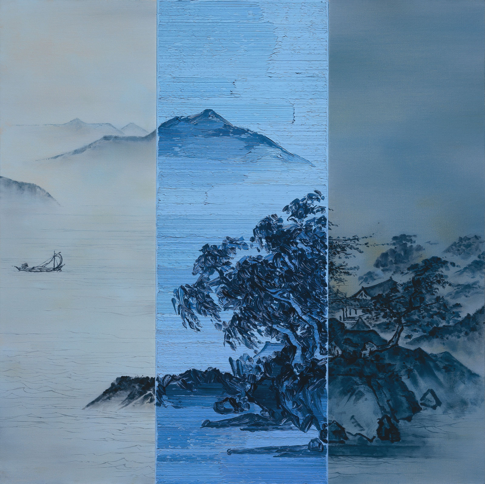 He Sen, Canoeing with Landscape , 2020